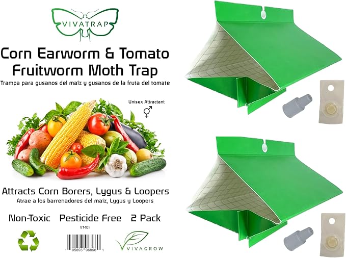 VivaTrap VT-101 Corn Earworm + Tomato Fruitworm Moth Trap & Lure (2 Pack, 8 Week)