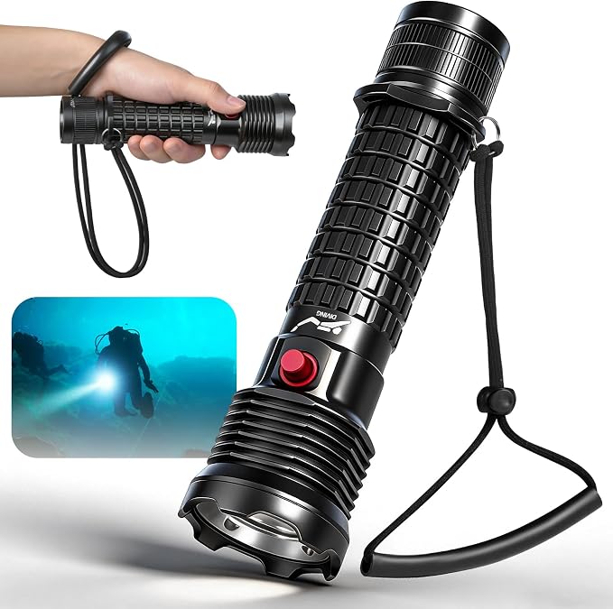 Scuba Dive Light - 5000LM Underwater Flashlight - IPX8 Waterproof 400M Beam, Magnetic Switch 4 Modes SOS, Rechargeable Diving Flashlight for Deep Sea Snorkeling