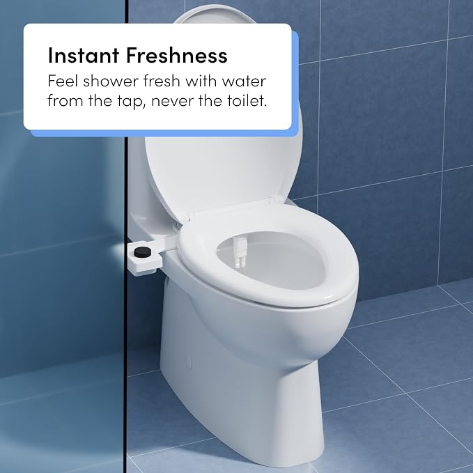 TUSHY NEW Fresh Dual Nozzle Cool Water Bidet: Ultra Slim Toilet Seat Attachment with Luxury 2 in 1 Front & Rear, Self-Cleaning, 180º Clean, (DIY Install, 10 Minutes), Non-Electric, Matte Black Knob