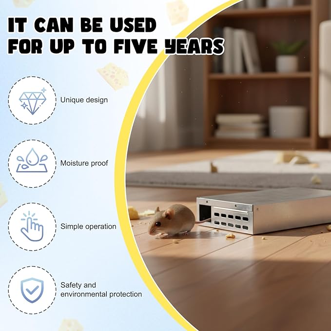 6 Packs Multi Catch Mouse Trap Invisible Mice Trap Rodent Humanized Silver Rat Traps for Indoor Outdoor Rat Control Pet and Security