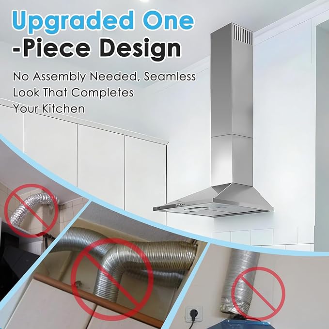 31.5" x 8" x 6.7" Range Hood Extension Fit for SNDOAS GD24 GD17, Upper Piece Stainless Steel Range Hood Chimney Extension for High Ceilings, Extend Ventilation Reach, Sleek Modern Design