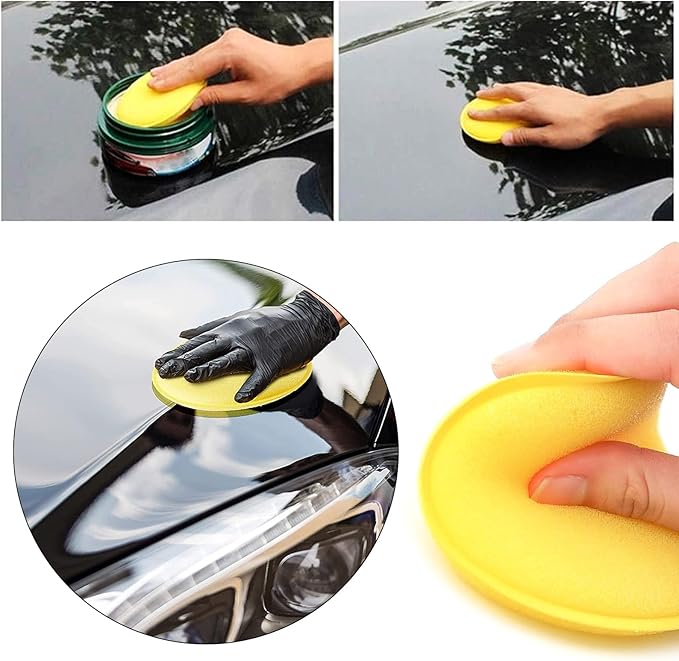 12 Pack Car Wax Applicator Foam Pads Round Shape Sponge for Cleaning and Polishing Vehicle