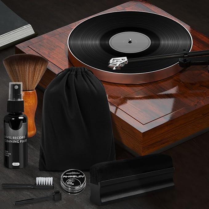 AKOZLIN Vinyl Record Cleaning Brush Kit,Premium LP Cleaner Set 7 in1 Record Cleaner LP Cleaning Solution