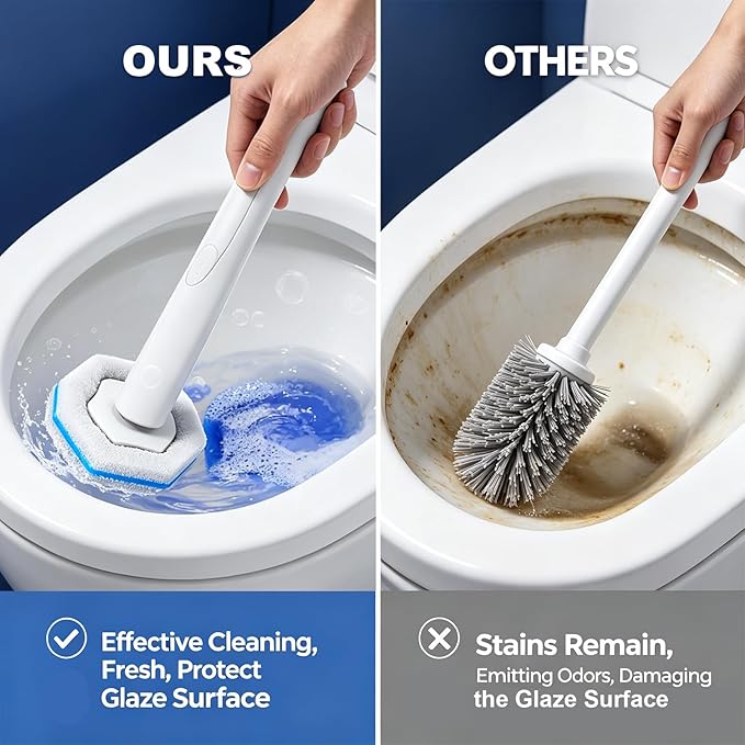 80 Pack Disposable Toilet Wand Refills, High-Density Replacement Scrubber Heads, Bathroom Toilet Bowl Cleaning Brush Pads