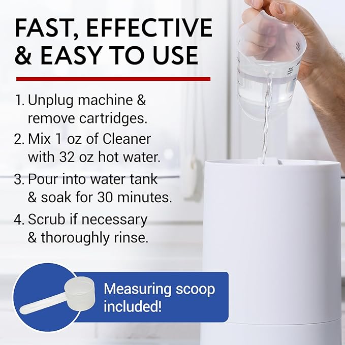 IMPRESA Humidifier Cleaner & Descaler Powder - 12 Oz, 12 Uses - Citric Acid Powder & Bacteriostatic Water Mineral Remover - Cleaning Solution for Humidifiers