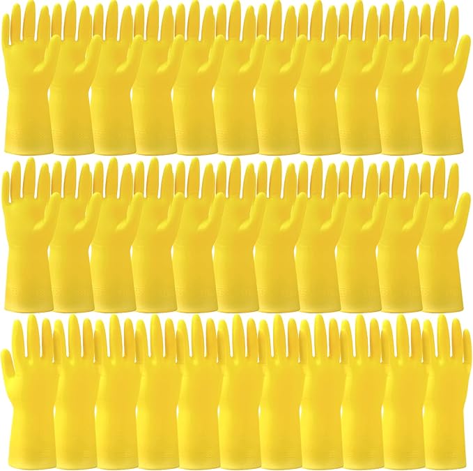 36 Pairs Rubber Dishwashing Gloves, Reusable Household Cleaning Gloves, Long Kitchen Glove for Washing Dishes, Non Slip Rubber Cleaning Glove for Dishwashing, Gardening and Home Use (Yellow)