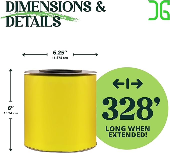 Catchmaster GRO XL AG Roll 4PK, Double Sided Adhesive Fly Tape Strips, Fungus Gnat Sticky Trap for Greenhouse, Garden, Nursery, Pest Control Gardening Supplies, Insect Trap, 328' x 6'' Yellow