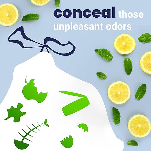 happimess 13.2 Gallon (50L) Drawstring Trash Bags, Lemon Scent, White, Heavy Duty MDPE Liners for Kitchen and Household, Odor Control, Custom Fit 80 Count (4 Packs of 20 Liners) HPM3100C-W-4SET