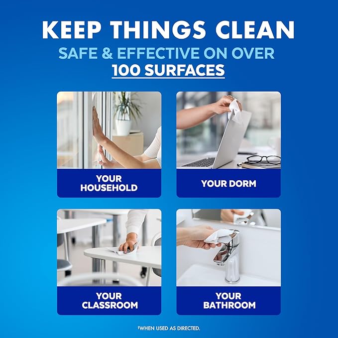 LYSOL Disinfecting Wipes, All Purpose Cleaner, Multi-Surface Antibacterial Cleaning Wipes, Household Cleaning Supplies, Dorm Essentials, Crisp Linen Scent, 80 ct.