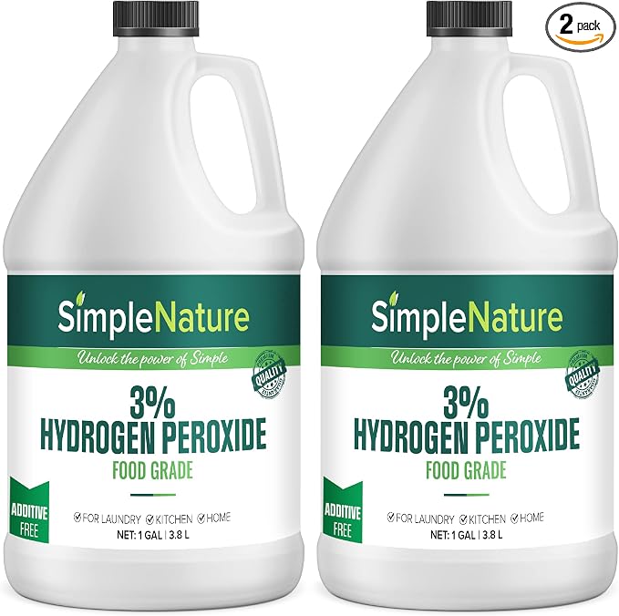 SimpleNature 3% Food Grade Hydrogen Peroxide Solution - 2 Gallons - Natural Multipurpose Cleaner - Made in USA - Ideal for Commercial, Residential, Kitchen, Bath, Laundry, and More