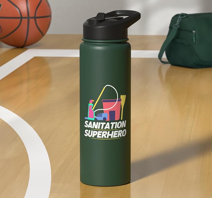 Sanitation Superhero Cleaning Stainless Steel Insulated Water Bottle