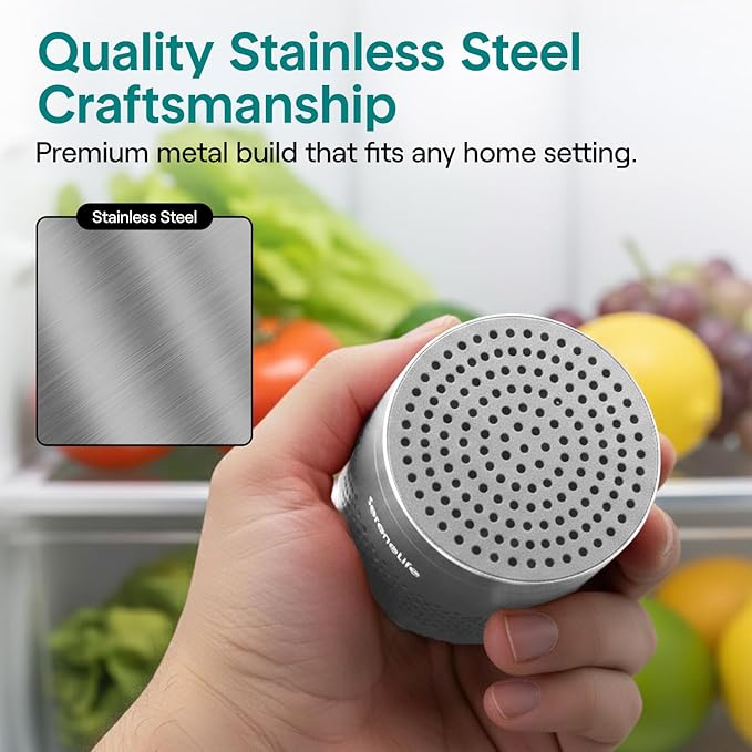 SereneLife Fridge Deodorizer & Odor Eliminator, Multi-Use Refrigerator Deodorizer Aluminum Pod for Freezer, Closet, Car, Shoes & Enclosed Spaces, Compact, Reusable & Lasts Up to 10 Years (Gray)