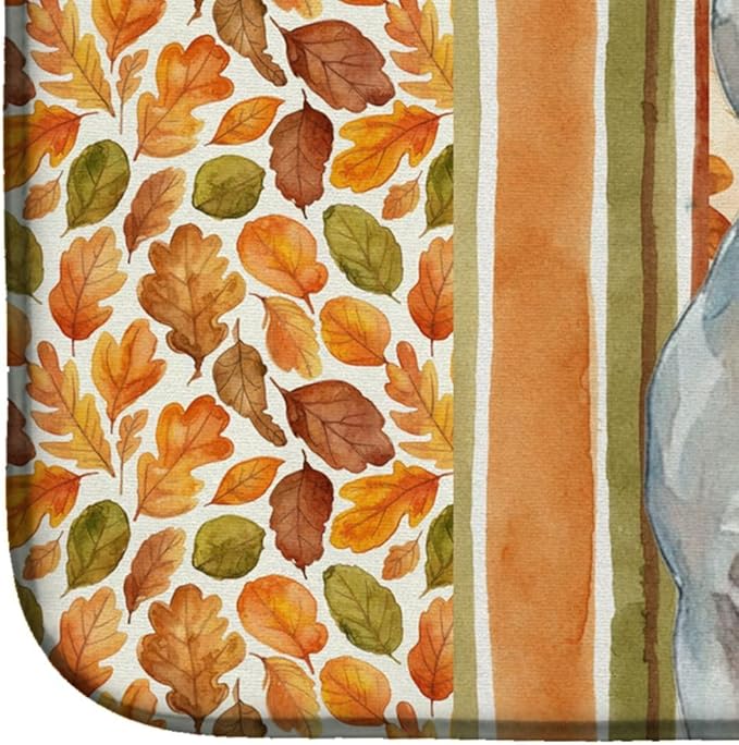 Caroline's Treasures White American Staffordshire Terrier Heirloom Fall Dish Drying Mat Absorbent Dish Drying Mat Pad for Kitchen Counter Dish Drainer Mat for Countertop, 14 x 21", Multicolor