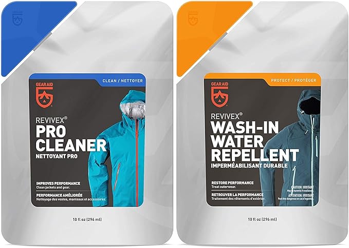 GEAR AID Outerwear Care Kit with Revivex Pro Cleaner and Revivex Wash-In Water Repellent
