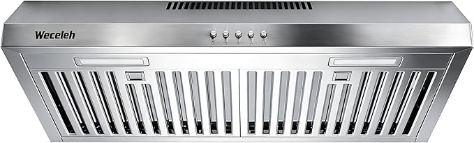 30 Inch Under Cabinet Range Hood - 600 CFM Ducted/Ductless Convertible Kitchen Vent Hood, Stainless Steel, 3 Speed with Baffle Filters & 2 LED Lights Brushed Finish, ETL Certification