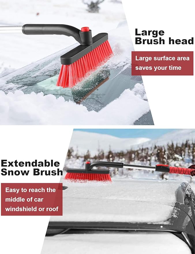 anngrowy 32" Snow Brush for Car Ice Scraper for Windshield Car Scraper for Ice and Snow Scraper with Brush, 62" Microfiber Car Wash Brush Mop Kit Mitt Sponge with Long Handle Car Cleaning Supplies Kit
