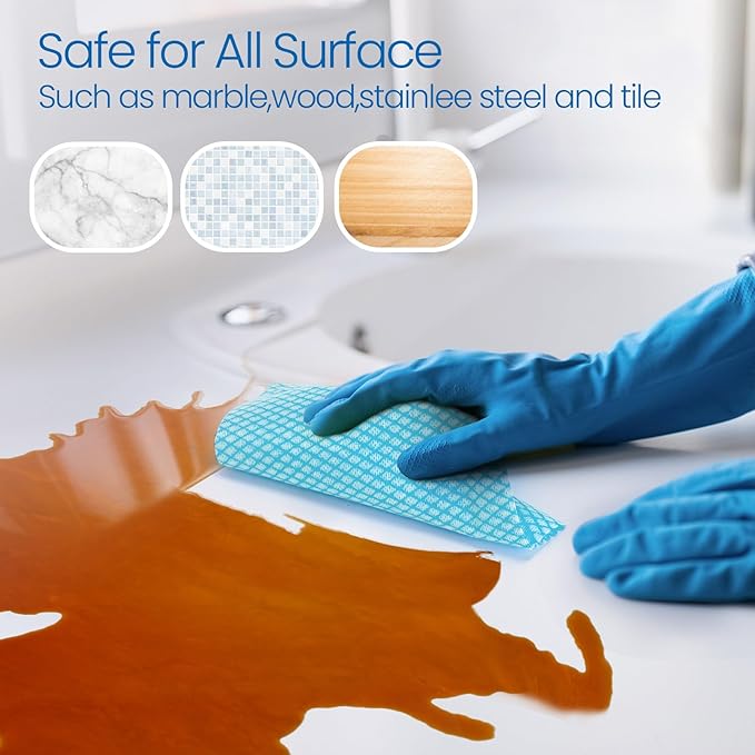 Tioncy 400 Pcs Disposable Cleaning Cloths Reusable Handy Wipes for Kitchen Multi-purpose Disposable Cleaning Towels and Dish Cloths Absorbent Cleaning Cloth Wipes for Kitchen and Home(Blue)