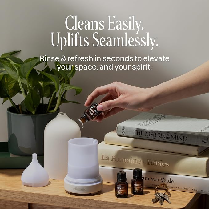 Cliganic Ceramic Diffuser (Black), 100ml Ultrasonic for Essential Oils Aromatherapy, Home & Office