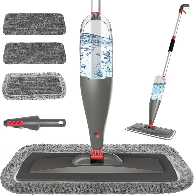 CLDREAM Spray Mop for Floor Cleaning with 3pcs Washable Pads | Wet Dry Use Microfiber Mop | 27 oz Refillable Bottle for Kitchen Hardwood Floor Wood Laminate Ceramic Tiles Dust Cleaning
