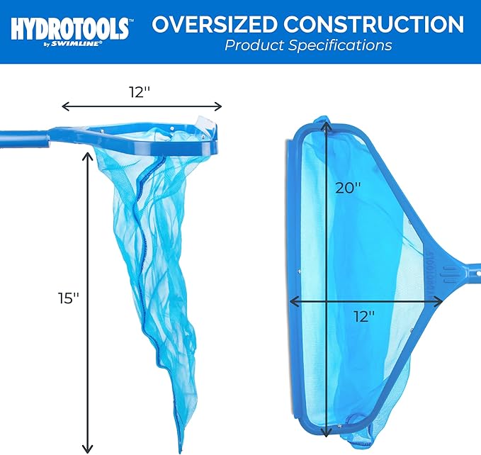 SWIMLINE HYDROTOOLS 8030 Leaf Net For Inground Above Ground Pool Pond | Extra Large Skimmer Net Cleaning Tool Ultra Fine Deep Mesh Bag | Durable Introductory Aluminum Frame | For Debris Bugs Pickup