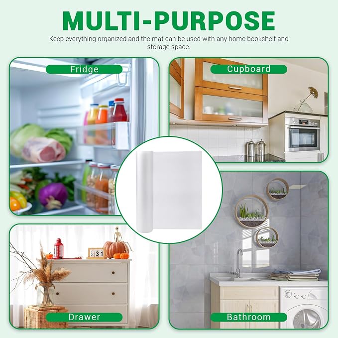 Non-Adhesive Shelf Kitchen Drawer Liners 12 in x 33 FT, Washable Oil-Proof Pantry Liner for Shelves Cabinet Dresser Cupboard, Non-Slip Thickened EVA Mats for Refrigerator Countertop