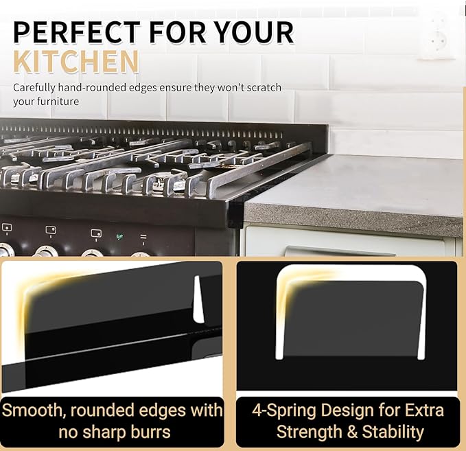 Stove Gap Covers 316 Stainless Steel,Stove Gap Filler,Heat-Resistant Oven Side Gap Filler,Between Stove and Counter Slide In Range Trim Kit for Kitchen,2 Pack (23.6"-26" Shiny Black)