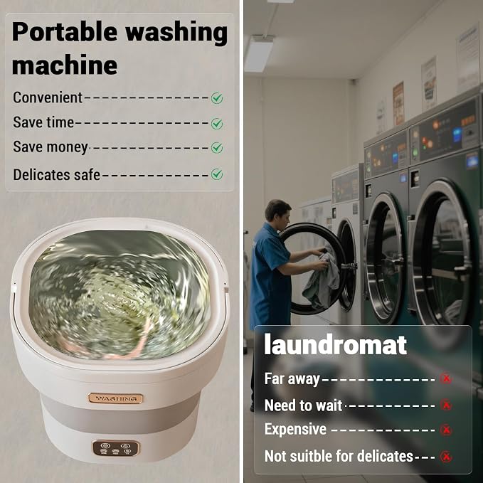 Portable Washing Machine, Mini Washer 12L Upgraded Large Capacity Foldable Washer Deep Cleaning of Underwear Baby Clothes and Other Small Clothes for Apartments Dormitories Hotels