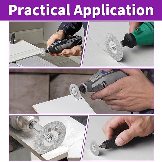 120Grit Diamond Grinding Bit Set for Dremel, Rotary Tool Grinding Cutting Wheel 1/8” Shank for Stone Glass Tile Jewelry Engraving Rock Etching Carving Metal Wood - 32Pcs