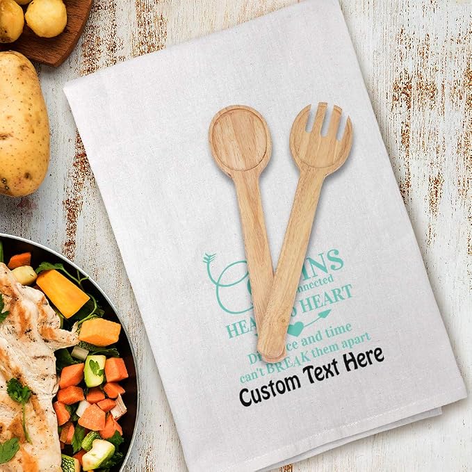 Custom Decor Flour Kitchen Towels Cousins Connected Heart Distance Time Can't Break Them Apart Funny & Novelty Novelty Cleaning Supplies Dish Towels Design Only