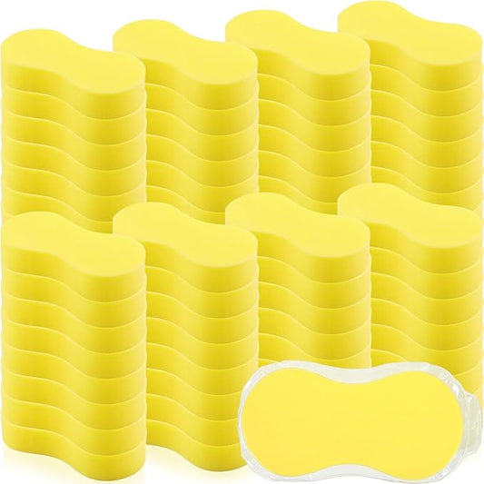 Vesici 60 Pack Large Sponges Bulk Multi-Purpose Extra Large Sponge for Washing Cars Field Day Water Games Household Cleaning Car Boat Bike Kitchen Bathroom Vacuum Compressed Packing (Bright Yellow)