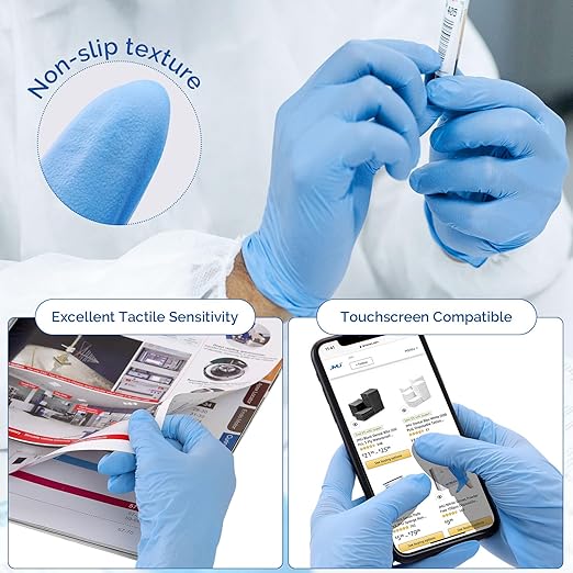 JMU Nitrile Gloves Small Case of 1200, 3.5Mil Medical Exam Gloves, Latex Free, Powder Free, Blue