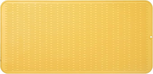 MicoYang Silicone Dish Drying Mat for Multiple Usage,Easy clean,Eco-friendly,Heat-resistant Silicone Mat for Kitchen Counter or Sink,Refrigerator or Drawer Liner Yellow 5XL 36inches x 18inches