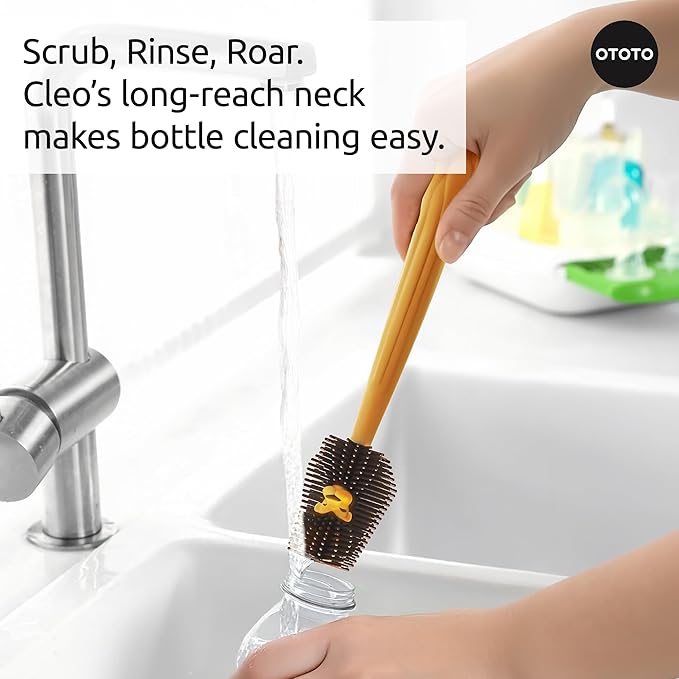 OTOTO Cleo Lion Brush – Silicone Bottle Brush, Cute Lion-Shaped Design, Perfect for Baby Bottles, Water Bottle Cleaner, Funny & Unique Gift for White Elephant