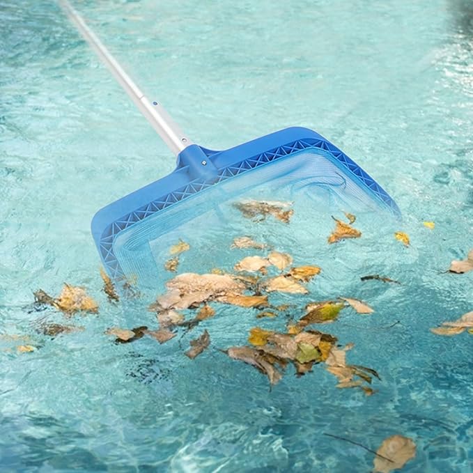 Pool Skimmer Net with Long Pole | Fine Mesh Leaf Skimmer for Swimming Pools/Hot Tubs/Spas | Adjustable 4.5ft Pole, Sturdy Nylon Mesh & Plastic Frame