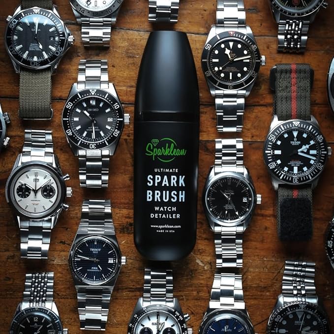 Sparklean SparkBrush Watch Cleaning Brush + Diamond Ring Cleaning Kit · Pre-Filled Solution · 200+ Cleans · Ammonia-Free pH-Balanced · Steel Gold Ceramic Titanium Rubber · Made in USA Since 2000