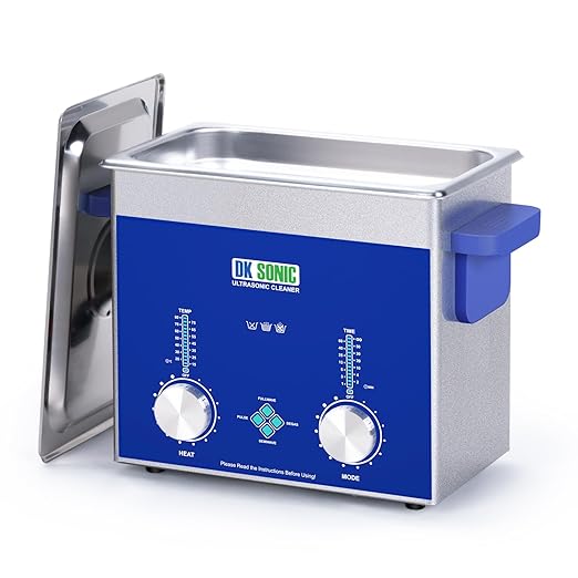 DK SONIC Industrial Ultrasonic Cleaner 3L,120W Commercial Ultrasonic Jewelry Cleaner with Encoded Timer, Heater& Basket, Multi-Application for Jewelry, Glasses, Chains, Watches