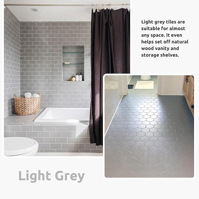 Tub and Tile Refinishing Kit 17.5oz, Low Odor Countertop Paint, Shower Sink Paint for Bathroom Kitchen, 50-55sq.ft Semi-Gloss Light Grey