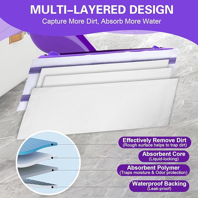 Mop Pads Refills Compatible with WetJet Mop, Disposable Mop Pads for Hardwood Floors, Tile, Laminate & Multi-Surface Cleaning, 200 Pack
