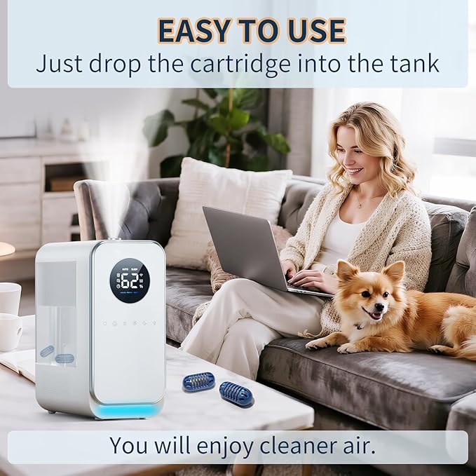 12-Pack Demineralization Cartridge for Humidifier Compatible with Most Humidifiers Replacement for Ultrasonic Humidifier Tank Cleaner Fish | Prevents Hard Water Build-Up | Eliminate White Dust