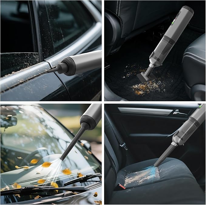 22000Pa High Power Handheld Vacuum Cleaner, 4-in-1 Cordless Car Vacuum & Air Duster with LED Display, USB-C Rechargeable Vacuum for Car Home Office Pet Camping