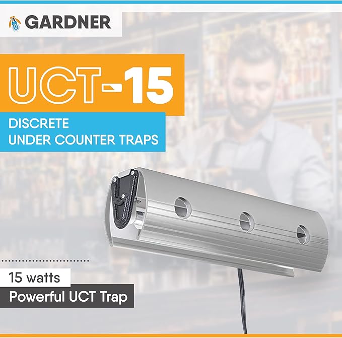Gardner - UCT-15 – Discrete Under The Counter UV Fly Light – Trap Even The Tiniest Insects – No Zapper – (Silver)