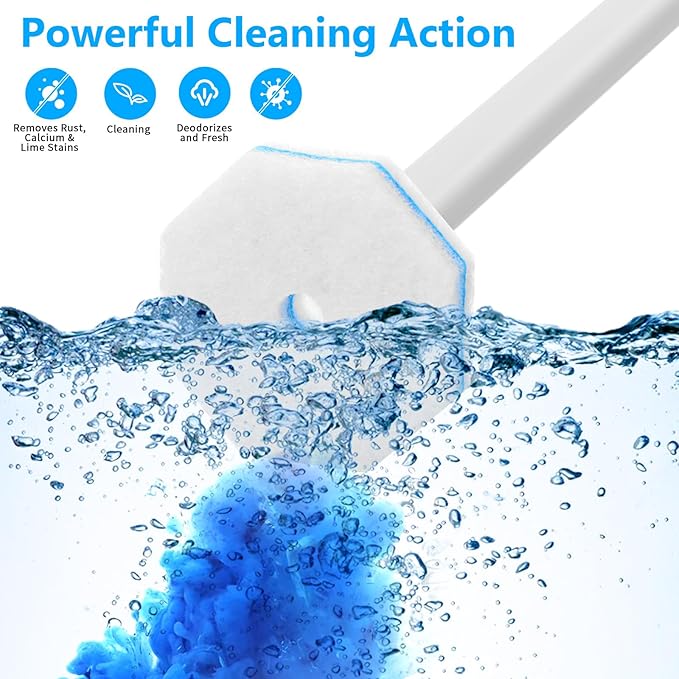 Kifmurase 100 Pcs Toilet Wand Refills Disposable Toilet Brush Replacement Heads, Disposable Sponge Refill Heads Household Cleaning Bathroom Cleaners Compatible with Most Toilet Brushes