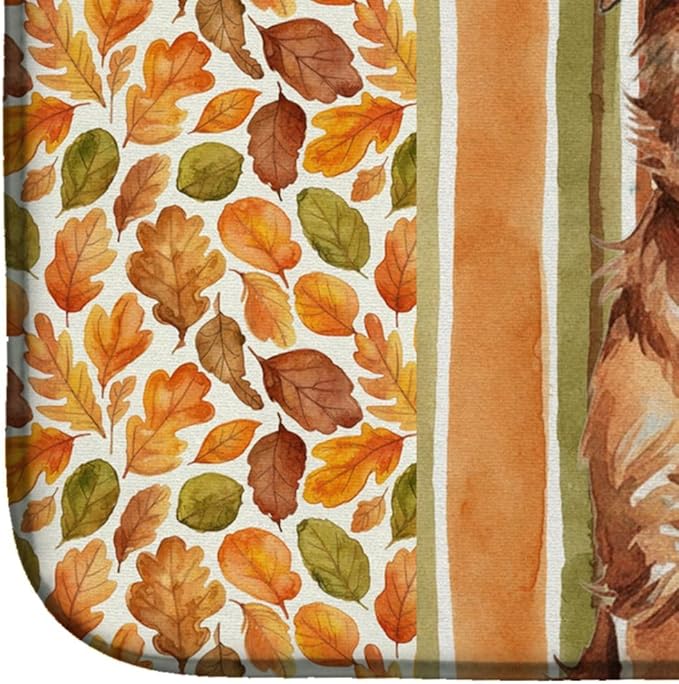 Caroline's Treasures Red Brussels Griffon Heirloom Fall Dish Drying Mat Absorbent Dish Drying Mat Pad for Kitchen Counter Dish Drainer Mat for Countertop, 14 x 21", Multicolor