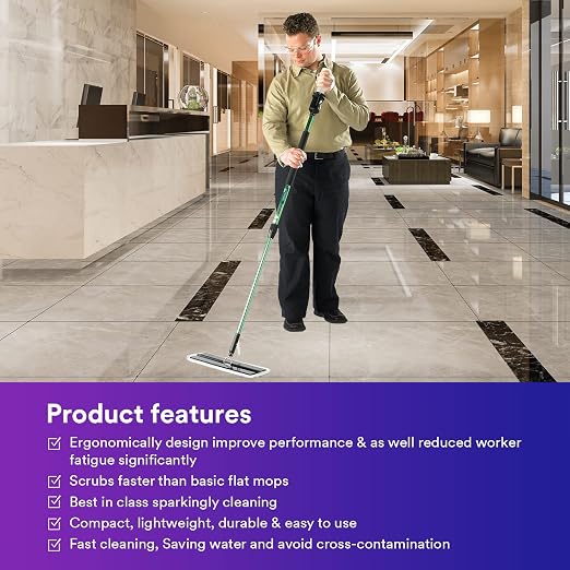 3M Easy Scrub Express Flat Mop Tool with Pad Holder, 16", 1/case