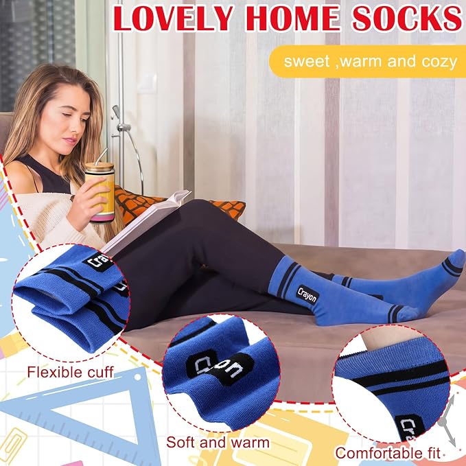 Newcotte 6 Sets Back to School Teacher Gifts Bulk 16 oz Glass Cups with Lids Straws Novelty Socks First Day of School Appreciation Gift for Women Teachers Classroom Party Supplies