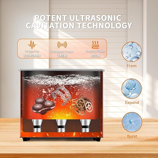 Ultrasonic Cleaner,10L 240W Industrial Sonic Cleaner with Encoded Control, Ultrasonic Engines Cleaner for Gun,Carburetors,Parts,Chain Cleaning (Including Baskets)