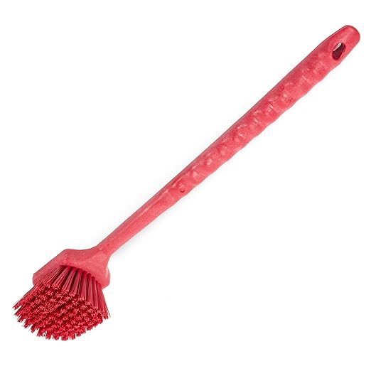 SPARTA 40501EC05 Plastic Large Scrub Brush, Kitchen Brush, Utility Brush With Long Handle For Cleaning, 20 Inches, Red, (Pack of 6)