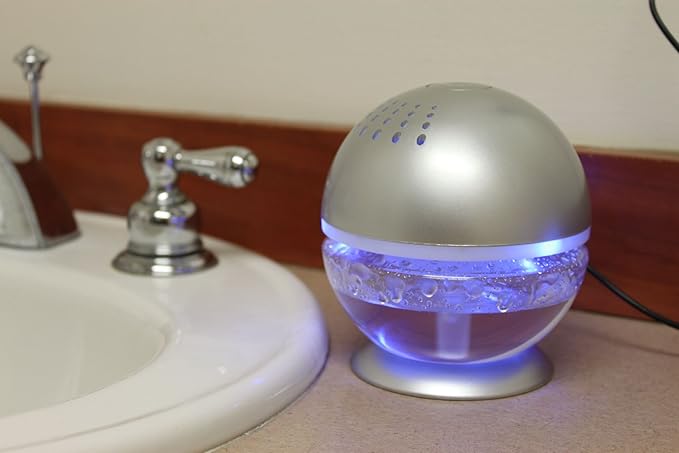 2 Units EcoGecko Little Squirt Glowing Water, Air Revitalizer, Air Freshener, Room Aromatizer, Aroma and Essential Oil Diffuser with 10ML Lavender Oil, Silver