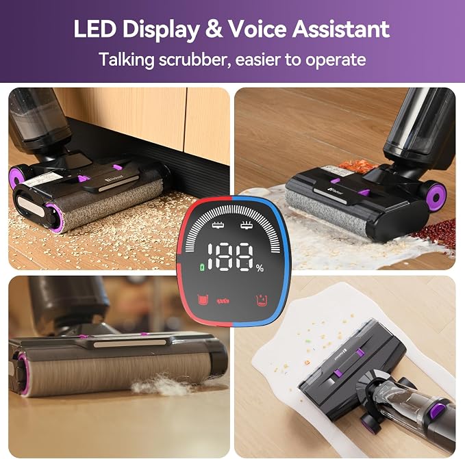 Wet Dry Vacuum Cleaner 16,000Pa,50Mins Runtime Cleaning Area 3,013 ft²,Cordless Vacuum Cleaner, Cordless Vacuum and Mop All in One,for Hard Floors Sticky Messes and Pet Hair,W15 Set