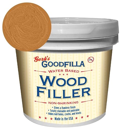 Water-Based Wood & Grain Filler (Trowel Ready) - Red Oak - 1 Gallon By Goodfilla | Replace Every Filler & Putty | Repairs, Finishes & Patches | Paintable, Stainable, Sandable & Quick Drying